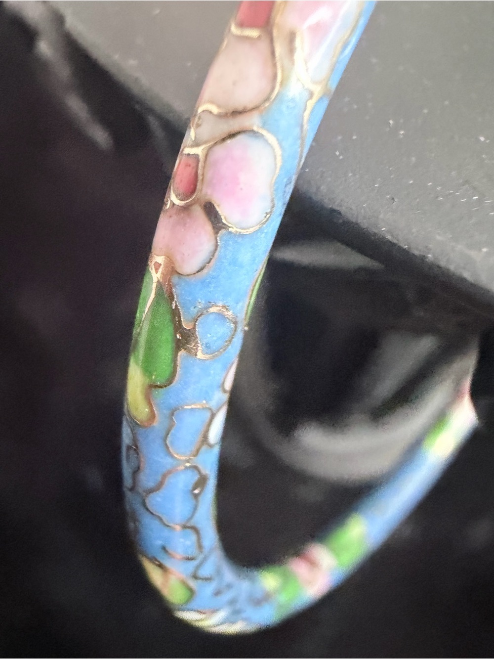 Vintage Sky Blue Cloisonné Bangle - China 1970s-80s -2.5"